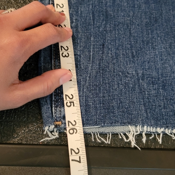 Old navy boy friend jeans raw hem 5 pockets designs sz14 mid rise distress - Picture 10 of 13